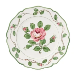 Este Ceramiche Dinnerware|Rose Dinner Plates in Green/Pink, Set of 6