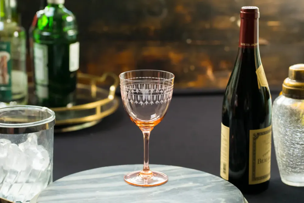 The Vintage List Glassware|Rose Wine Glasses With Ovals Design, Set of 4