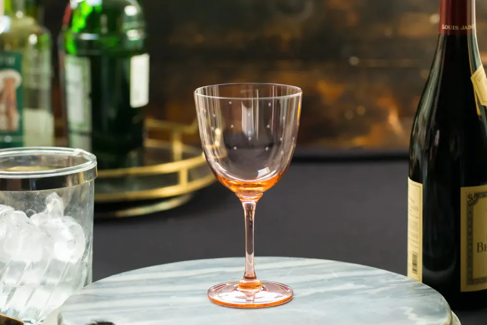 The Vintage List Glassware|Rose Wine Glasses With Stars Design, Set of 4