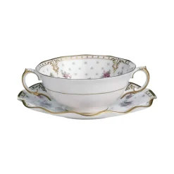 Royal Crown Derby Dinnerware|Royal Antoinette Cream Soup Bowl & Stand