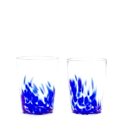 Paul Arnhold Glass Glassware|Royal Blue Transparent Spotted Tumblers, Set of Two