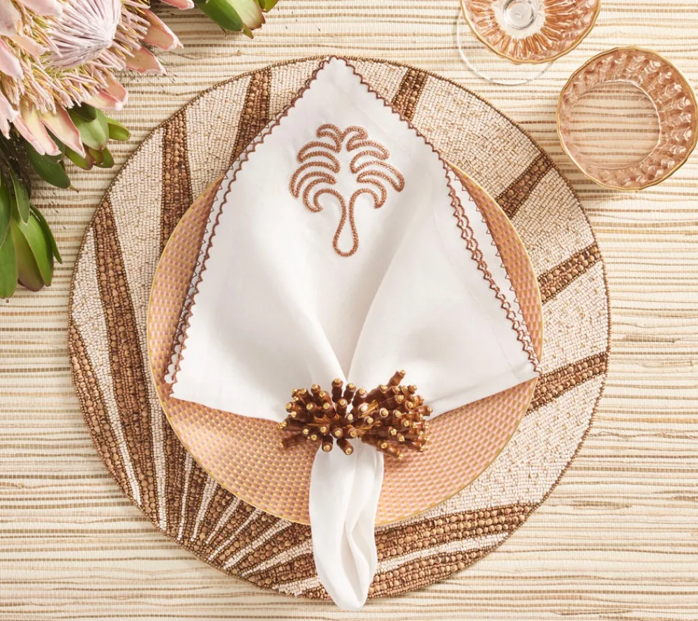 Kim Seybert Place Settings & Linens|Royal Palm Placemat in Natural & Brown, Set of 4