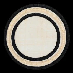 Joanna Buchanan Place Settings & Linens|Ruffle Edge Straw Placemat in Black, Set of Four