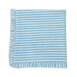 Flying Sheep Country Place Settings & Linens|Ruffle Napkin in Blue Stripes, Set of 4