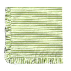 Flying Sheep Country Place Settings & Linens|Ruffle Napkin in Green Stripes, Set of 4