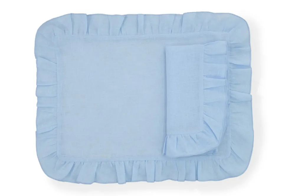 TriChi Design Place Settings & Linens|Ruffles Mavi Napkin and Placemat, Set of 2