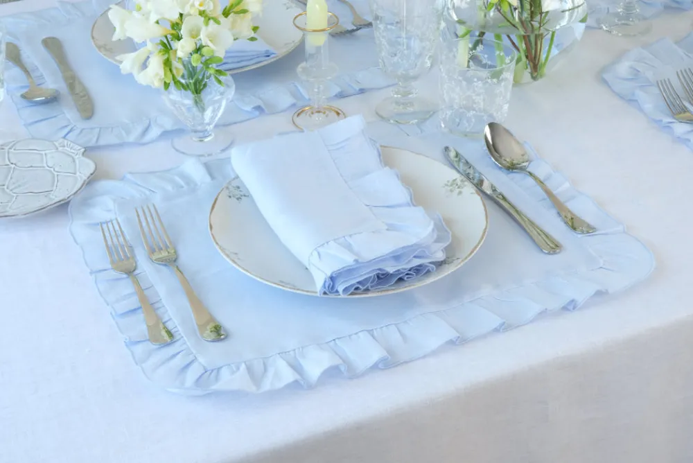 TriChi Design Place Settings & Linens|Ruffles Mavi Napkin and Placemat, Set of 2