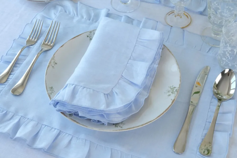 TriChi Design Place Settings & Linens|Ruffles Mavi Napkin, Set of 4