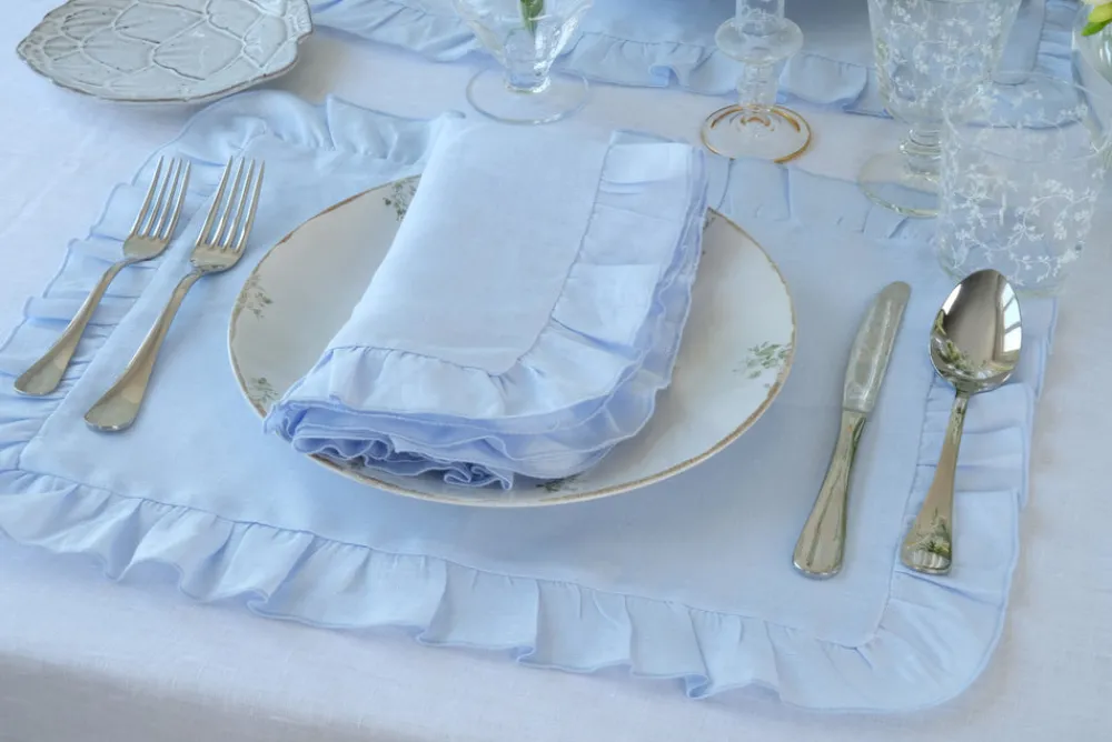 TriChi Design Place Settings & Linens|Ruffles Mavi Napkin, Set of 4