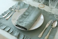 TriChi Design Place Settings & Linens|Ruffles Sea Sonen Napkin and Placemat, Set of 2