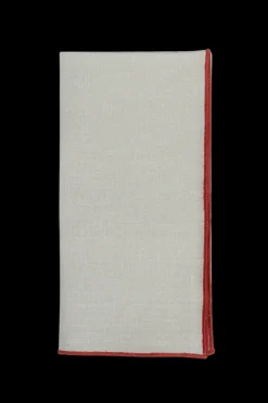 TriChi Design Place Settings & Linens|Sand Napkin Orange Small Trim, Set of 4