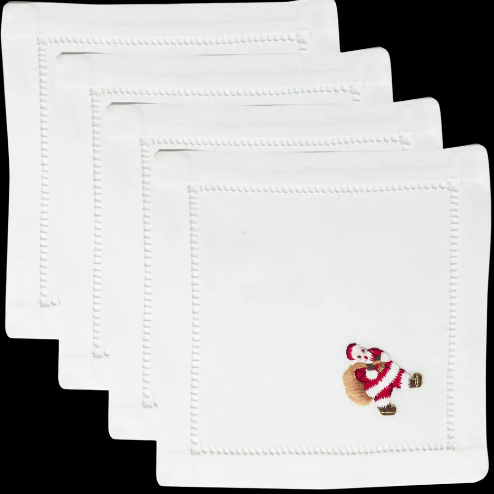 Henry Handwork Place Settings & Linens|Santa Cocktail Napkin Set