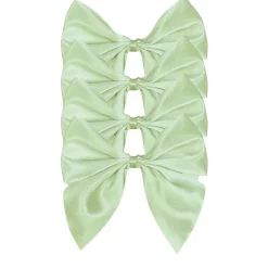 Flying Sheep Country Place Settings & Linens|Satin Bow Napkin Ties in Light Green, Set of 4