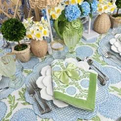 Flying Sheep Country Place Settings & Linens|Satin Bow Napkin Ties in Light Green, Set of 4