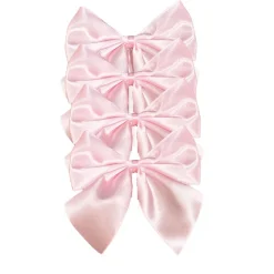 Flying Sheep Country Place Settings & Linens|Satin Bow Napkin Ties in Pink, Set of 4