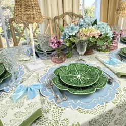 Flying Sheep Country Place Settings & Linens|Satin Bow Napkin Ties in Blue, Set of 4