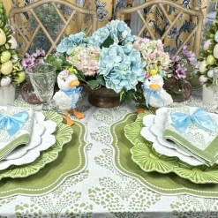 Flying Sheep Country Place Settings & Linens|Satin Bow Napkin Ties in Blue, Set of 4