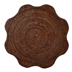Rebecca Udall Wicker|Place Settings & Linens|Scalloped Rattan Placemat in Brown