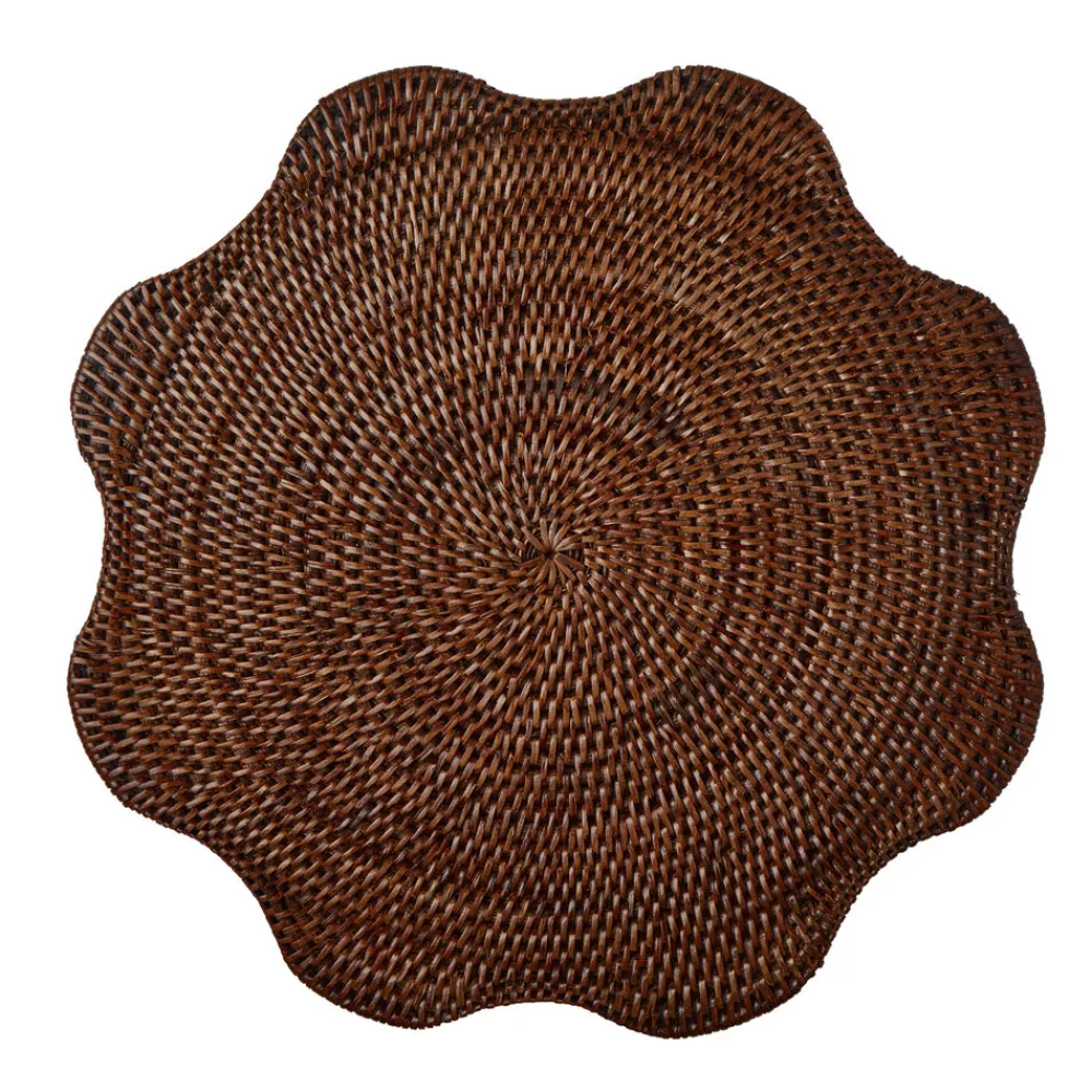 Rebecca Udall Wicker|Place Settings & Linens|Scalloped Rattan Placemat in Brown