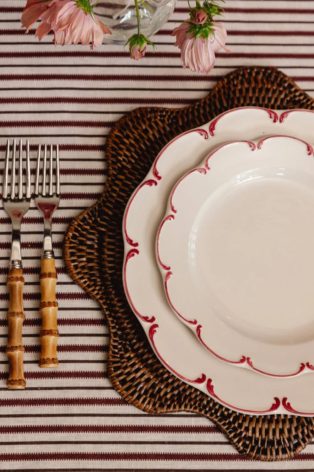 Rebecca Udall Wicker|Place Settings & Linens|Scalloped Rattan Placemat in Brown