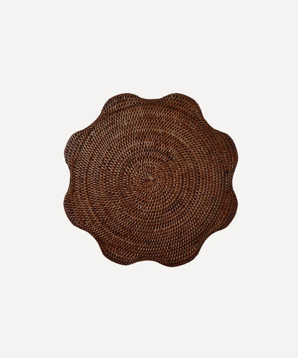 Rebecca Udall Wicker|Place Settings & Linens|Scalloped Rattan Placemat in Brown