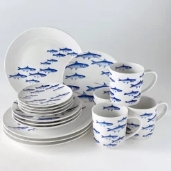 Caskata Dinnerware|School of Fish Canapé Plates Boxed, Set of 4