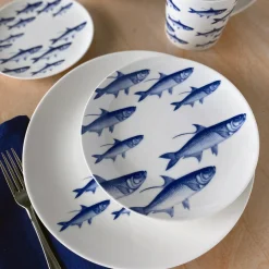 Caskata Dinnerware|School of Fish Coupe Dinner Plate Blue