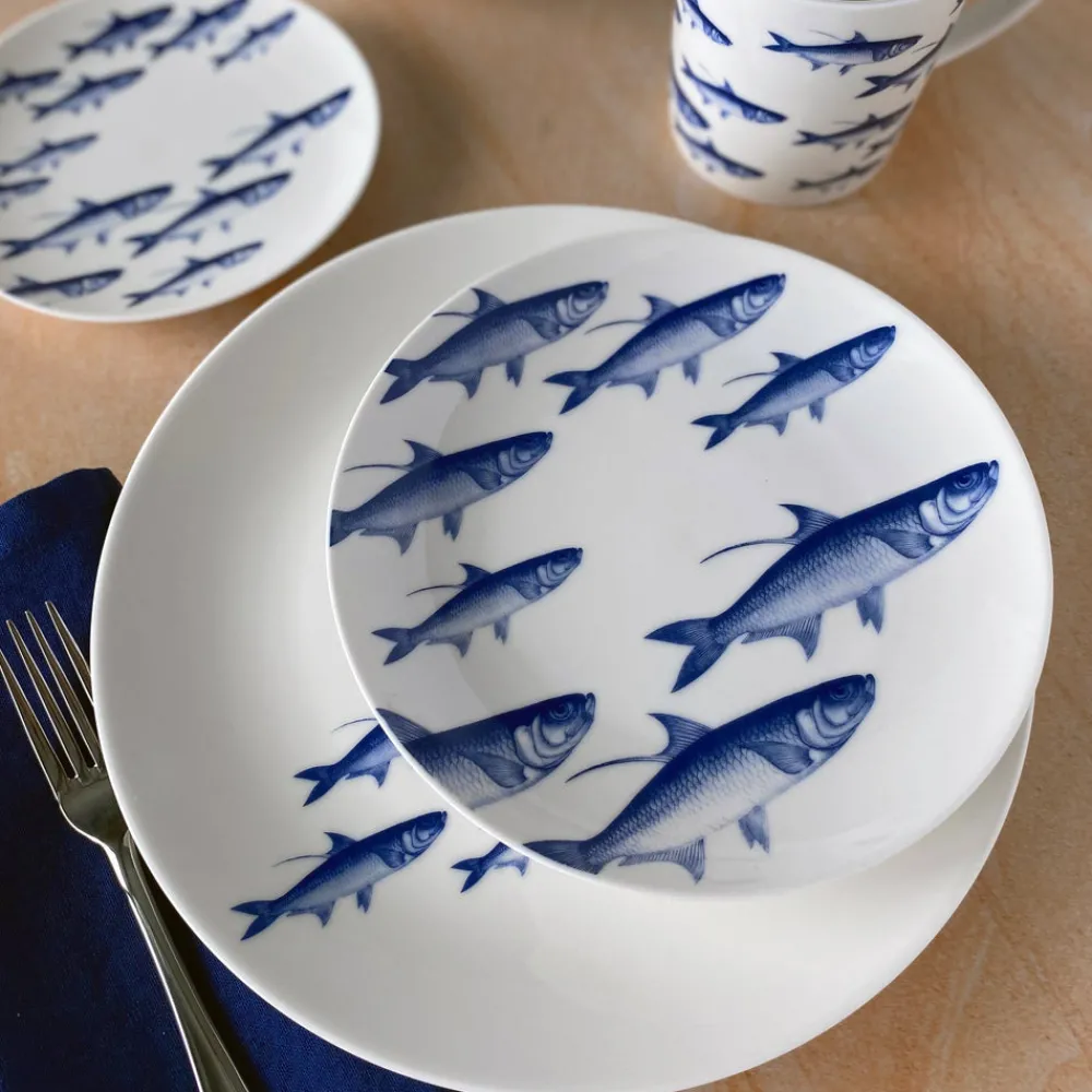 Caskata Dinnerware|School of Fish Coupe Dinner Plate Blue