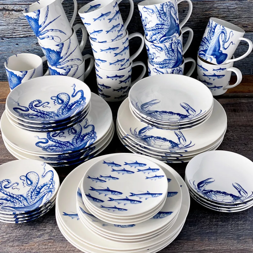Caskata Dinnerware|School of Fish Coupe Dinner Plate Blue