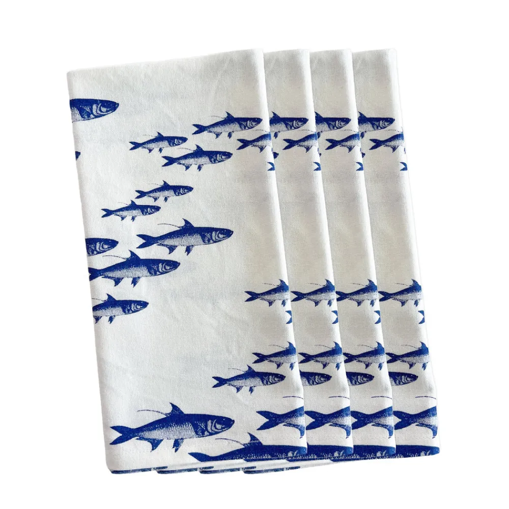 Caskata Place Settings & Linens|School of Fish Dinner Napkins, Set of 4