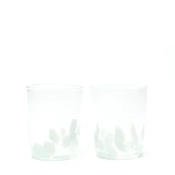 Paul Arnhold Glass Glassware|Seafoam Green Transparent Spotted Tumblers, Set of Two