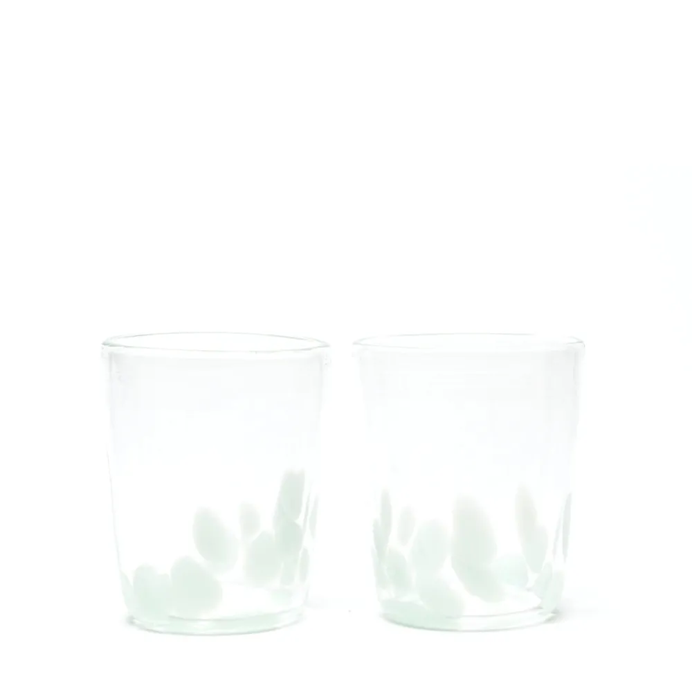 Paul Arnhold Glass Glassware|Seafoam Green Transparent Spotted Tumblers, Set of Two