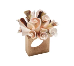 Kim Seybert Place Settings & Linens|Seashell Burst Napkin Ring in Ivory & Natural, Set of 4