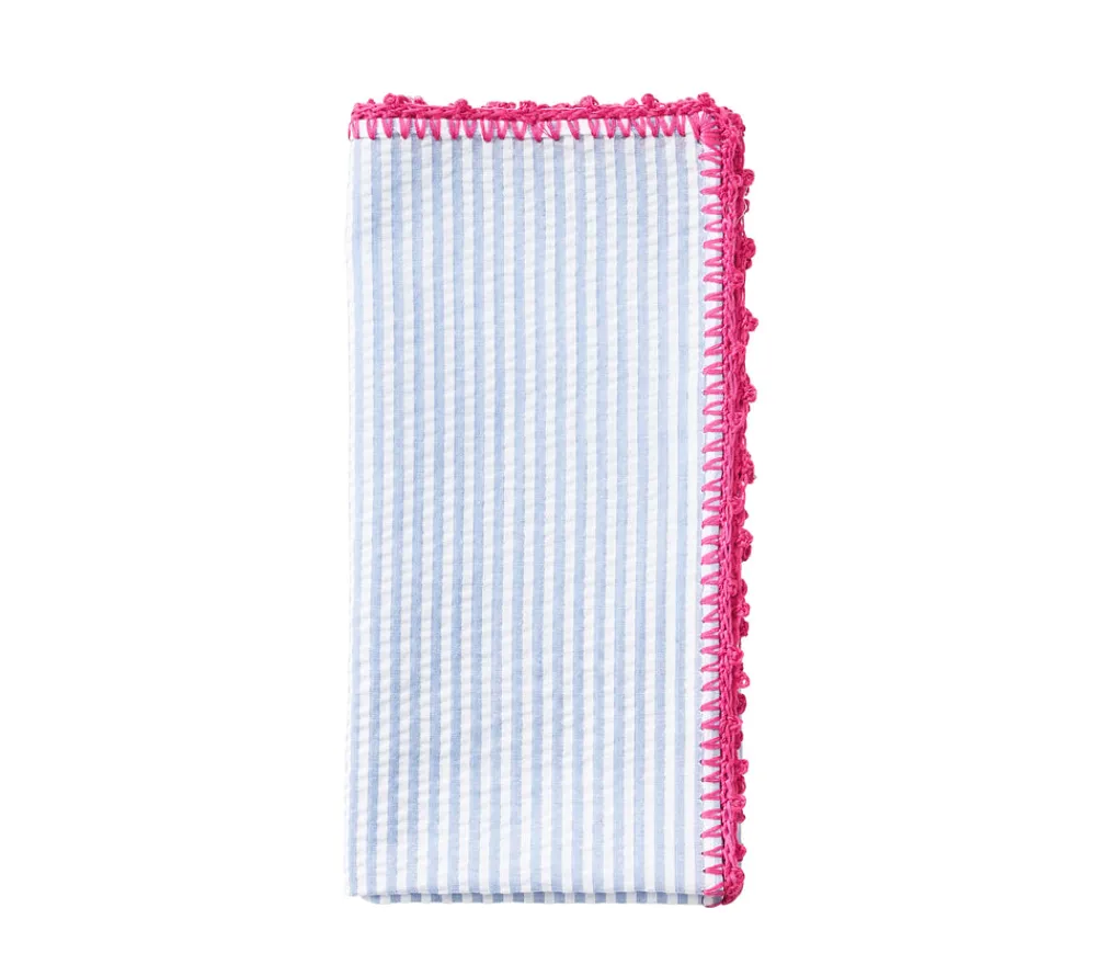 Kim Seybert Place Settings & Linens|Seersucker Napkin in Periwinkle & Pink, Set of 4