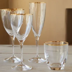 Costa Nova Glassware|Sensa Collection Wine Glasses 9 oz. with Golden Rim, Set of 6
