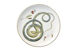Laboratorio Paravicini Dinnerware|Serpentine Dinner Plate in Blue Serpentine with Flower