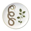 Laboratorio Paravicini Dinnerware|Serpentine Dinner Plate in Spotted Serpentine with Leaves