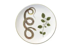 Laboratorio Paravicini Dinnerware|Serpentine Dinner Plate in Spotted Serpentine with Leaves