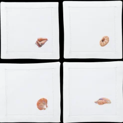 Henry Handwork Place Settings & Linens|Shell Blush Mixed Cocktail Napkin Set