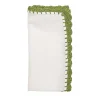 Kim Seybert Place Settings & Linens|Shell Edge Napkin in White & Green, Set of 4