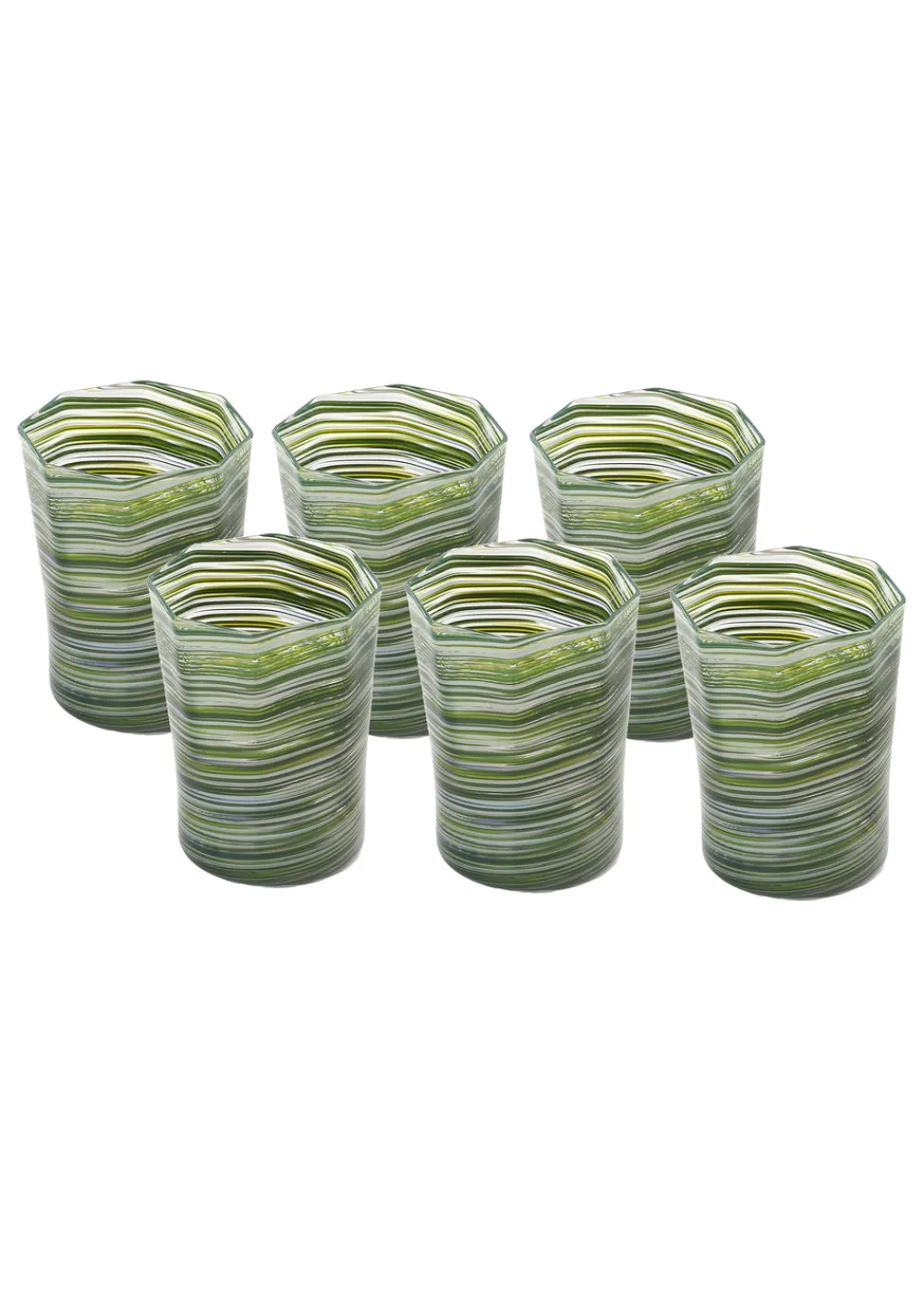 Craft Advisory Glassware|Short Hand Blown Tumbler in Avocado Mix, Set of 6