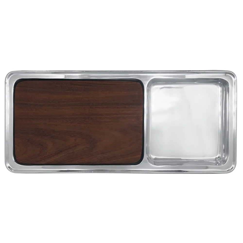 Mariposa Dinnerware|Signature Cheese & Cracker Server with Dark Wood Insert