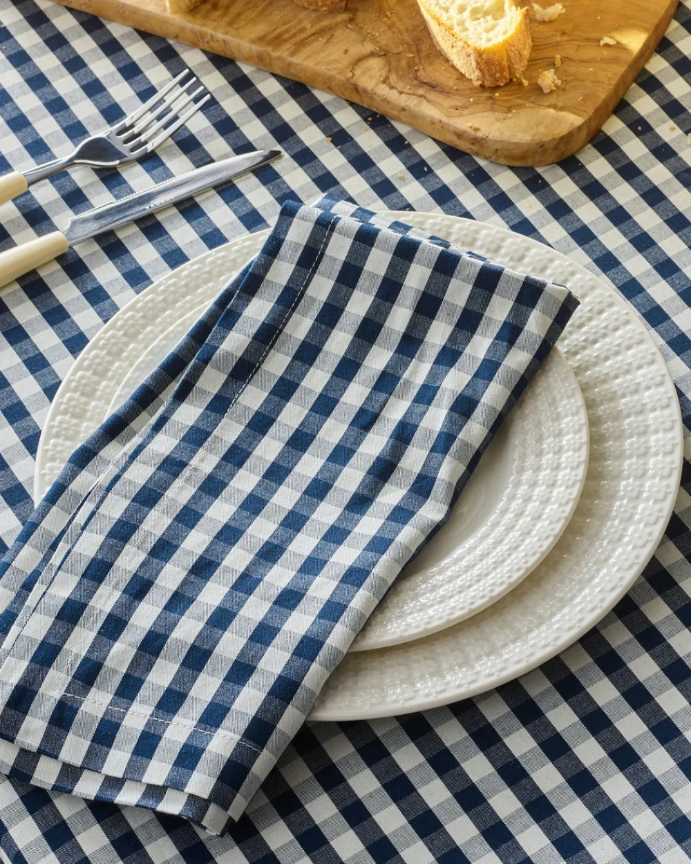 Petite Plume Place Settings & Linens|Signature Twill Napkins in Navy French Ticking, Set of 4