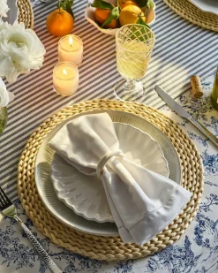Petite Plume Place Settings & Linens|Signature Twill Napkins in Navy French Ticking, Set of 4
