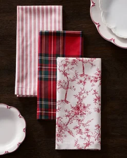 Petite Plume Place Settings & Linens|Signature Twill Napkins in Red Timeless Toile, Set of 4