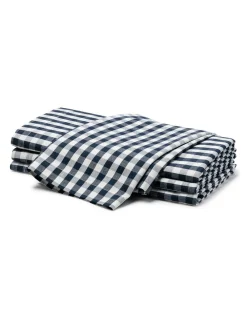 Petite Plume Place Settings & Linens|Signature Twill Napkins in Navy Gingham, Set of 4