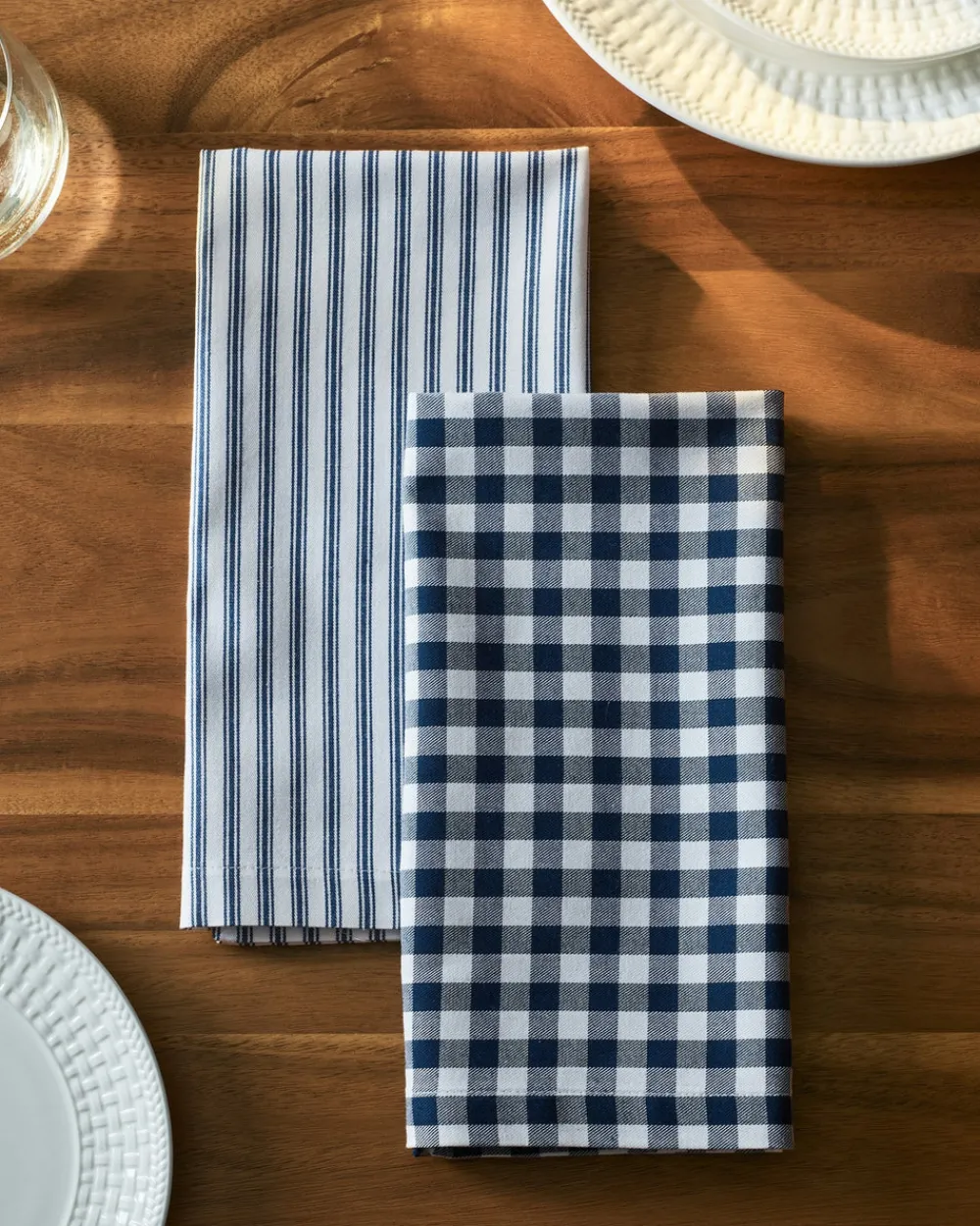 Petite Plume Place Settings & Linens|Signature Twill Napkins in Navy Gingham, Set of 4