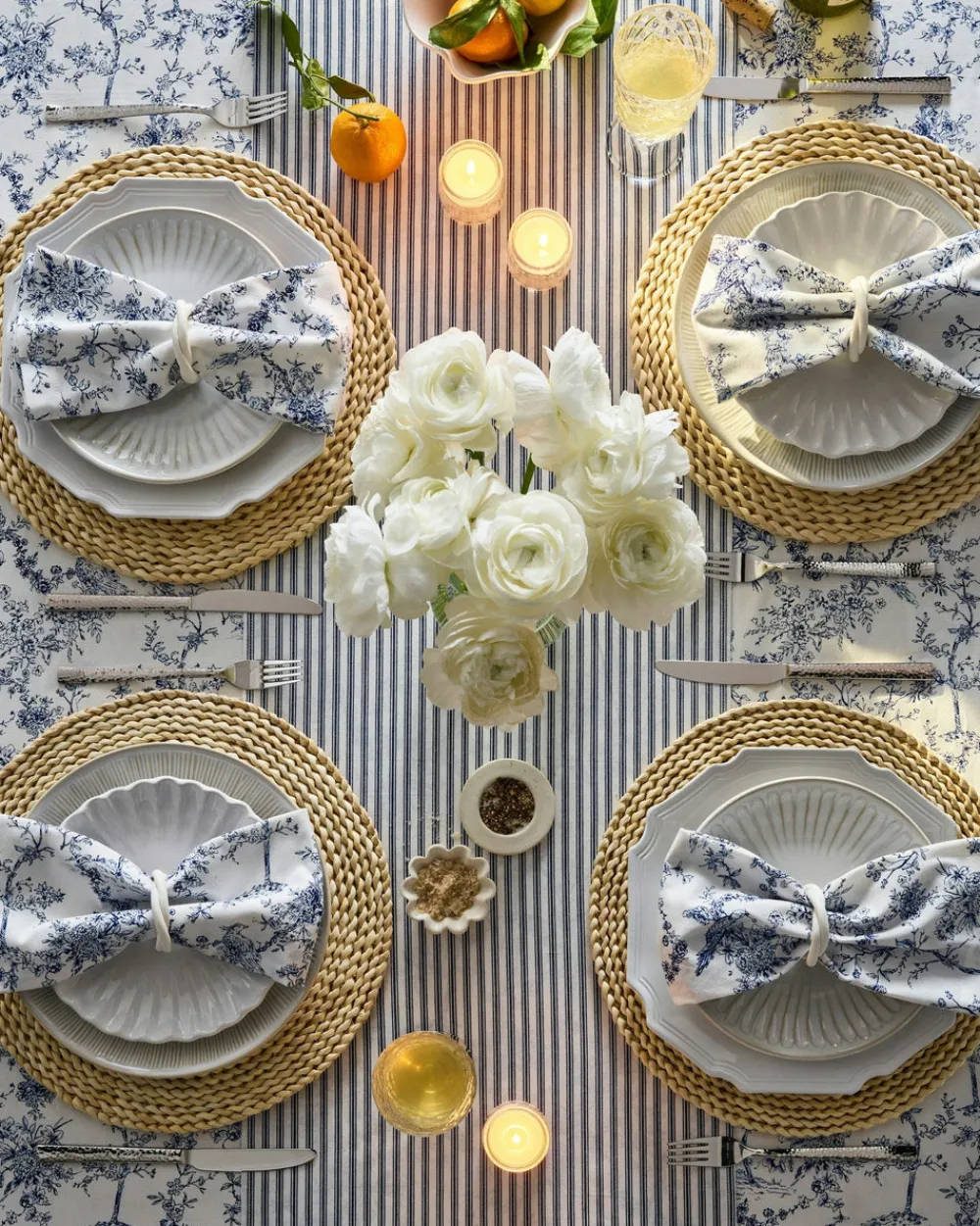 Petite Plume Place Settings & Linens|Signature Twill Runner in Navy Gingham