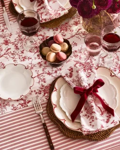 Petite Plume Place Settings & Linens|Signature Twill Table Runner in Red Timeless Toile