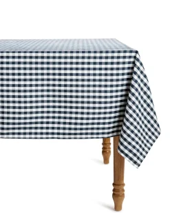 Petite Plume Place Settings & Linens|Signature Twill Tablecloth in Navy French Ticking